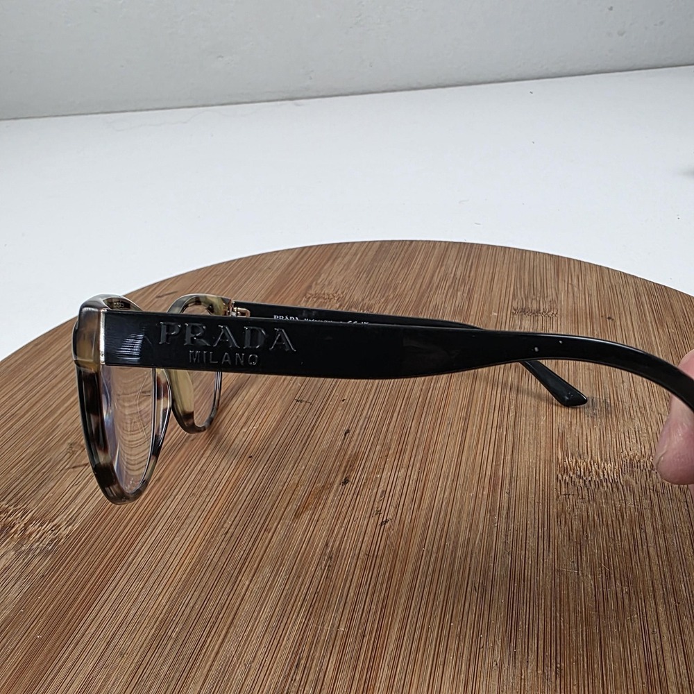 Prada VPR 05W Sunglasses Womens 53-19 Black Tortoise Cat Eye Clear Plastic Italy - Picture 3 of 11